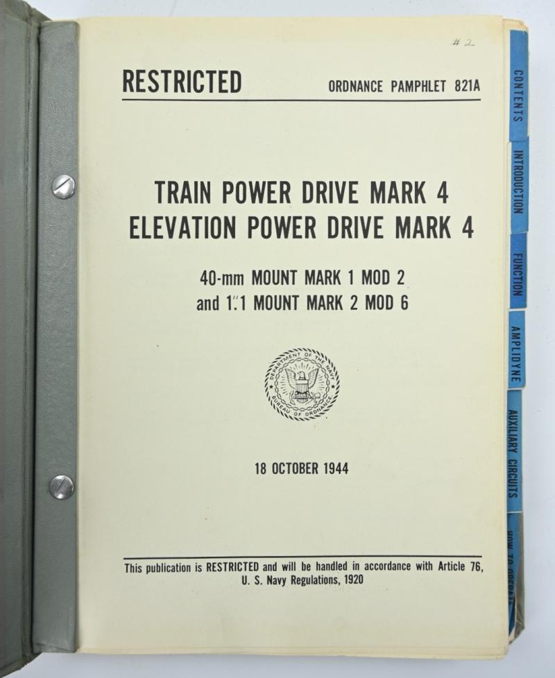 US Navy WW2 Technical Instruction Manual 'USS Missoula'