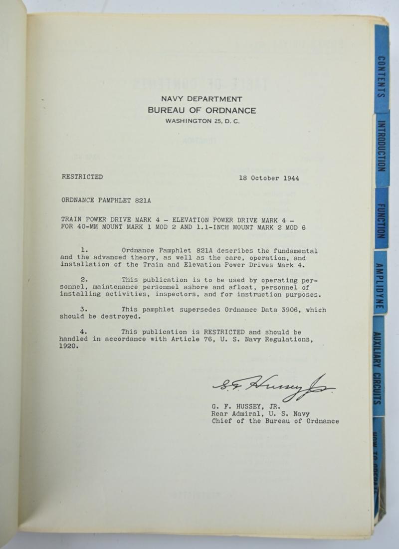 US Navy WW2 Technical Instruction Manual 'USS Missoula'