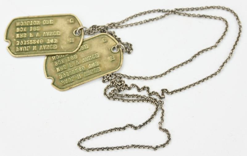 US WW2 Dog-Tag set 'Paul N. Vance' 10th Mountain Division