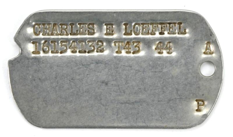 USAAF WW2 Dog-Tag 'Charles E Loeffel'