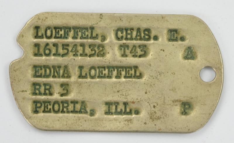 USAAF WW2 Dog-Tag ''Charles E. Loeffel'