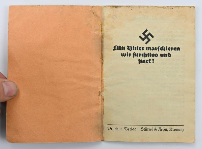 German NSDAP Songbook 'Mit Hitler Marschieren wir Furchtlos und Stark!'