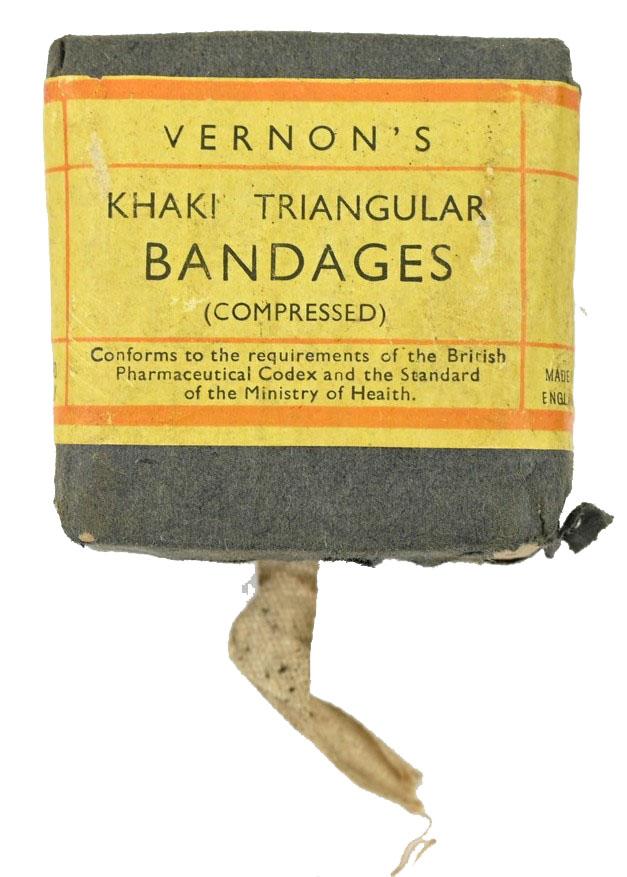 British WW2 Khaki Triangular Bandages Package