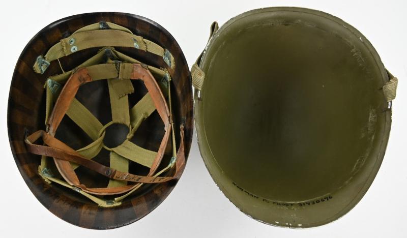 US WW2 Named M1 Combat Helmet 'Norman R. Frost'