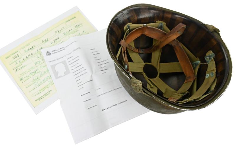 US WW2 Named M1 Combat Helmet 'Norman R. Frost'