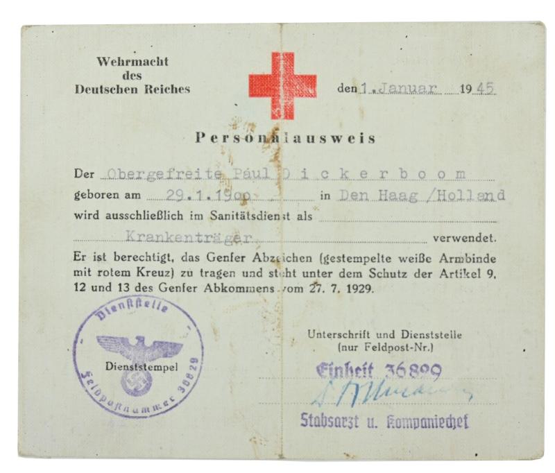 Dutch medic WH Membercard 'Paul Dickerboom'