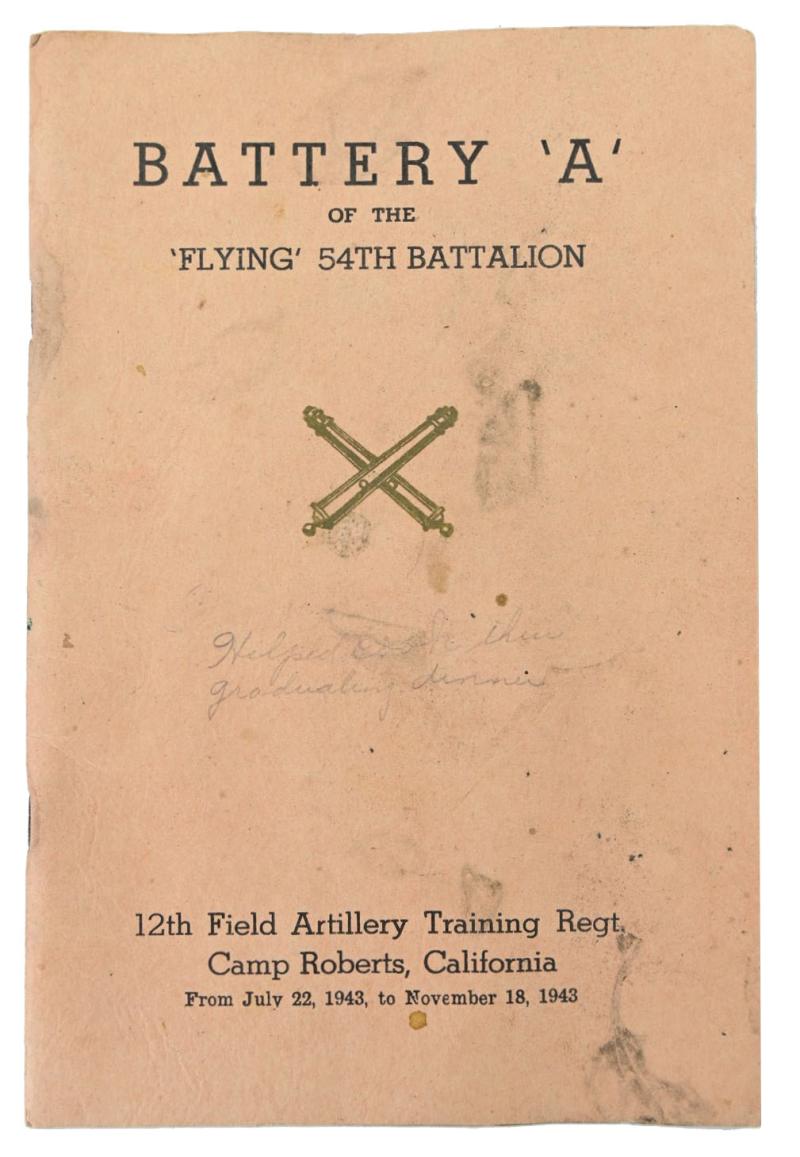 US WW2 54th Armoured Field Artillery Battallion Gratuation Booklet