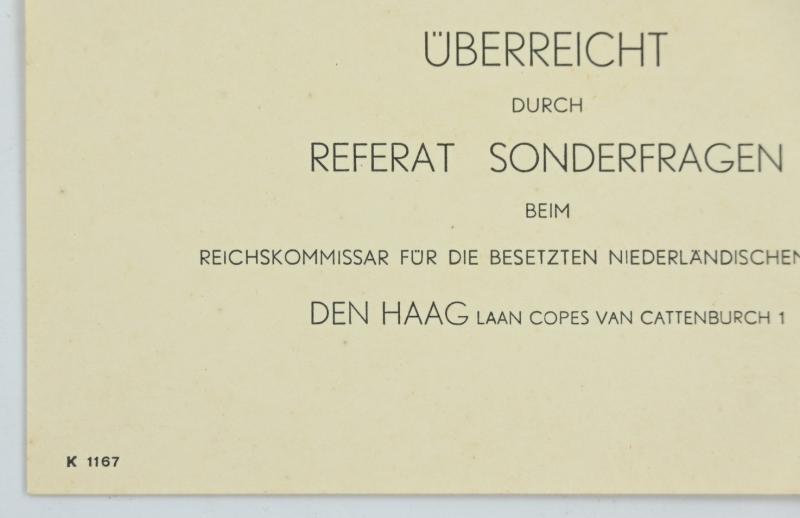 German Parcel Card of the 'Reichskommissar für die besetzten niederländischen Gebiete