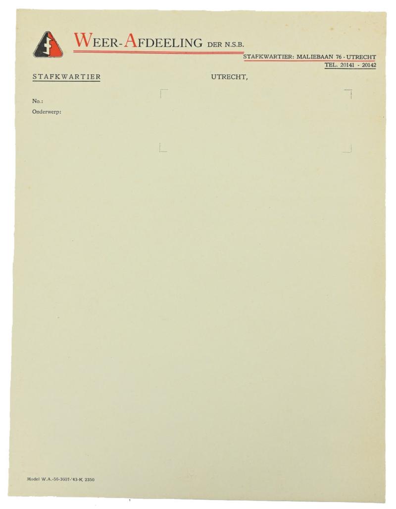 Dutch SS/ WA Headquarters Document Paper