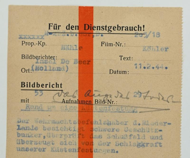 German Press Photo 'Friedrich Christiansen Inspecting the Westwall at 'De Beer' Holland'