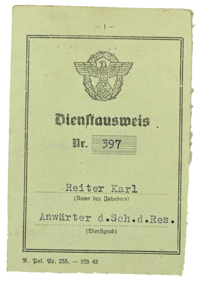 German Police Membercard ''Reiter Karl'
