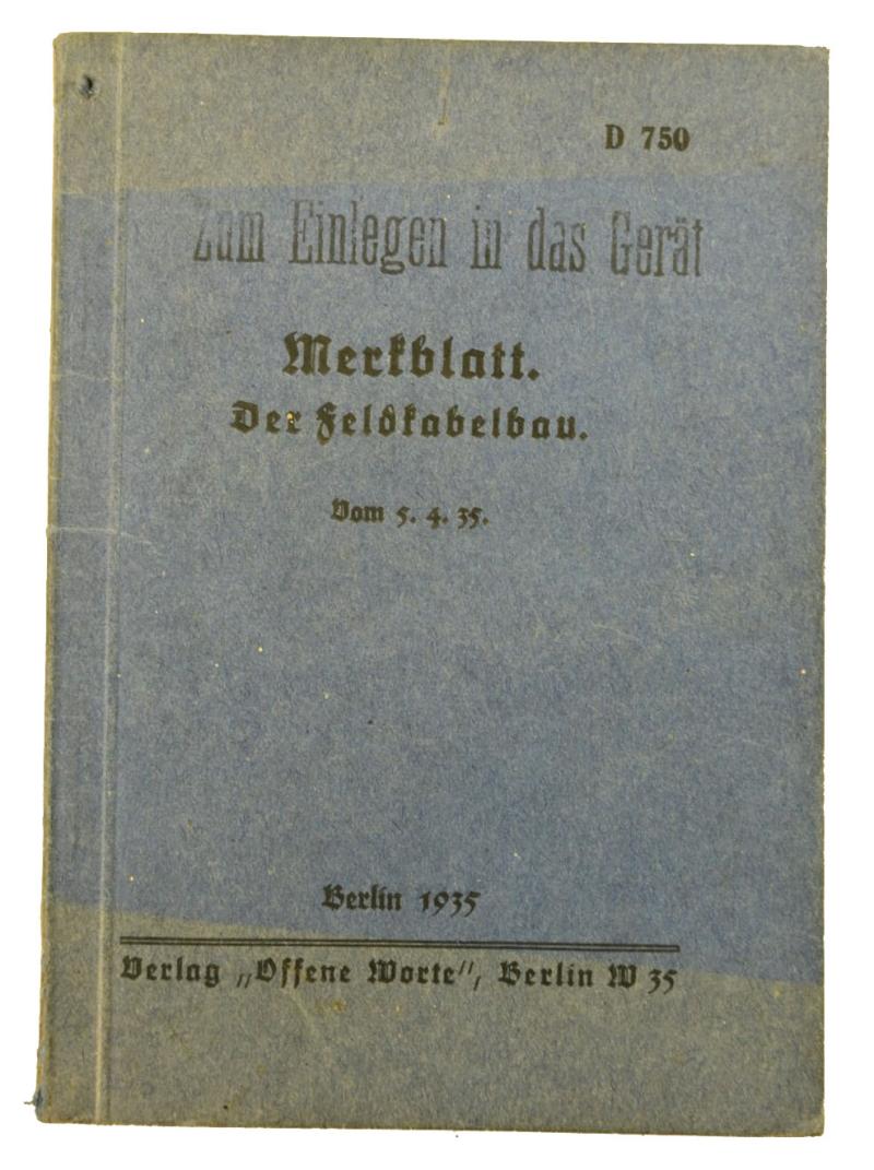 German WH Instruction Manual 'Fieldphone signal making'