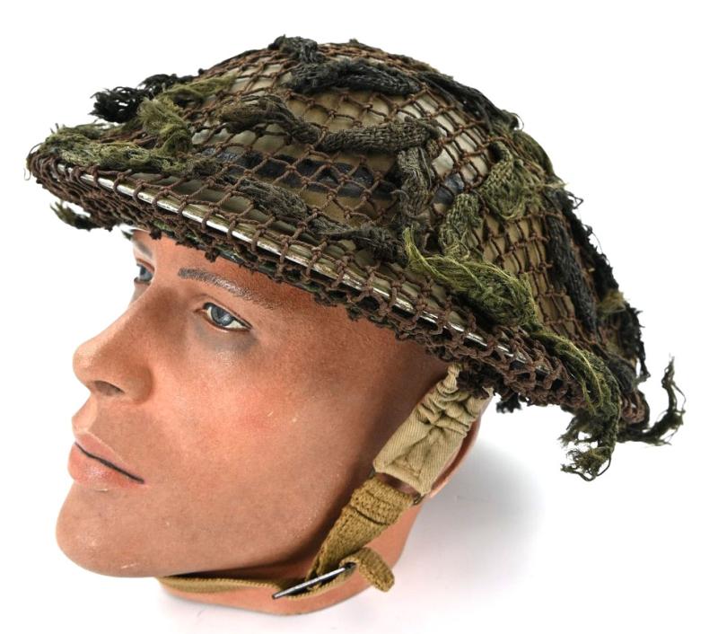 British WW2 Brody Helmet with camo net and first aid pack