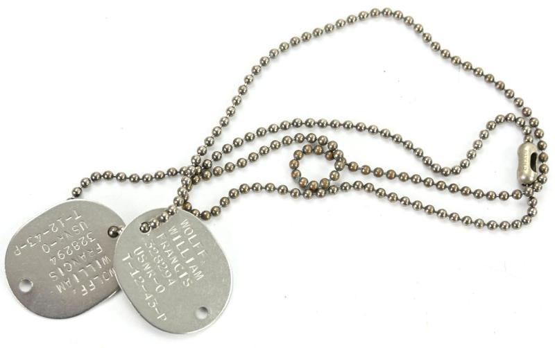 US Navy WW2 Dog-tag set 'William F. Wolff'