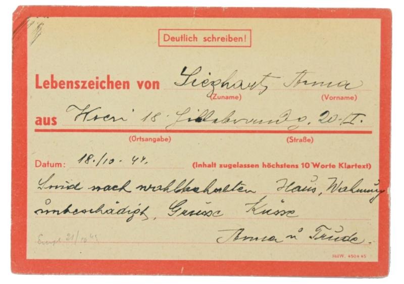 German Third Reich Period Letter 'Signs of Life'