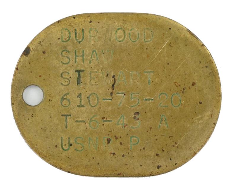 USMC WW2 Dog-tag 'Durwood Shaw Stewart'