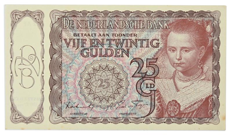 Dutch WW2 Period Banknote 25 Guldens