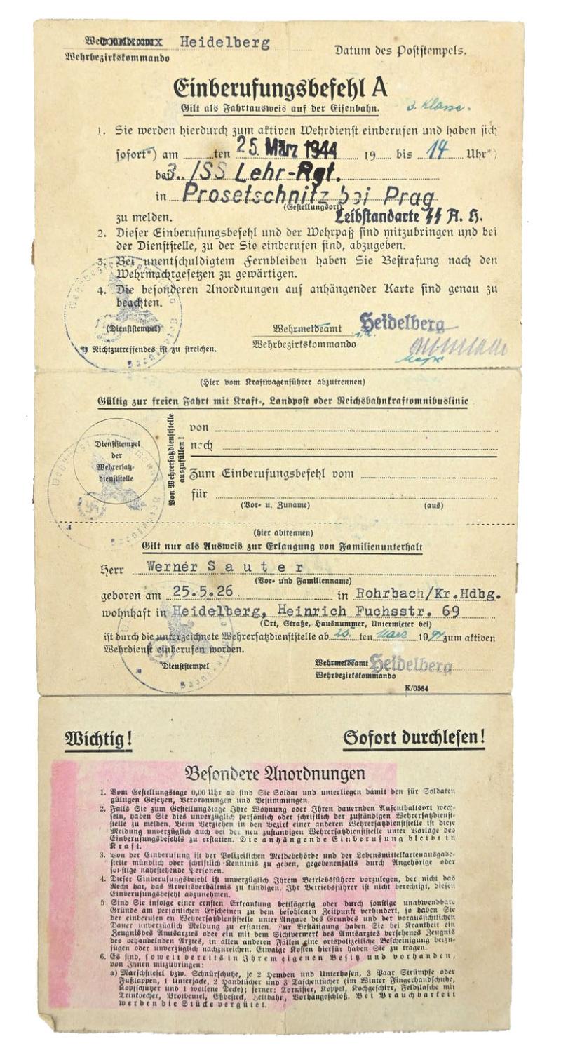 German Waffen-SS Report form Leibstandarte-SS