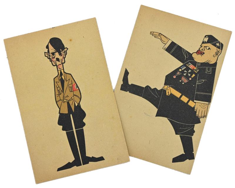 Dutch Spot Picture Postcards 'Mussolini & Hitler'