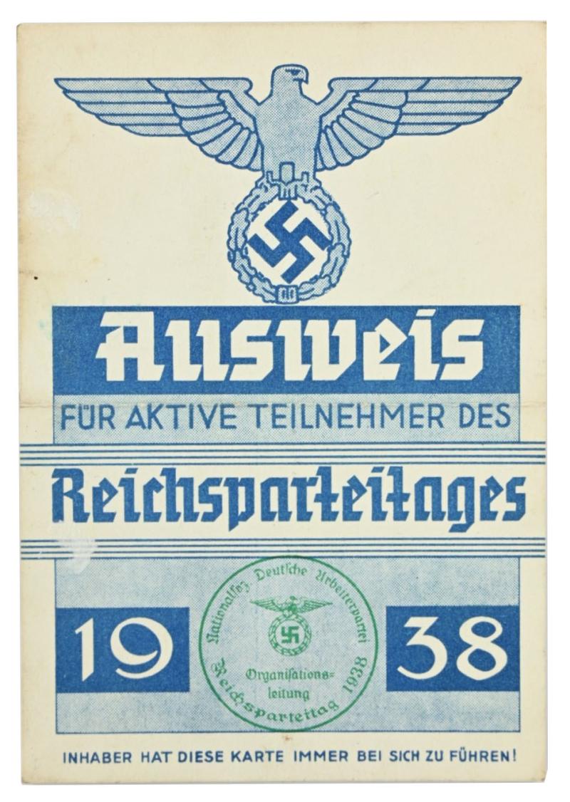 German Third Reich Reichsparteitag 1938 Memberpass