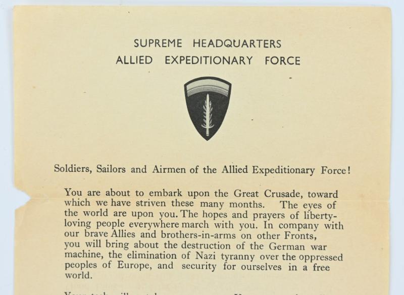 US WW2 Eisenhower D-Day Letter 6 June 1944