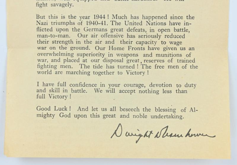 US WW2 Eisenhower D-Day Letter 6 June 1944
