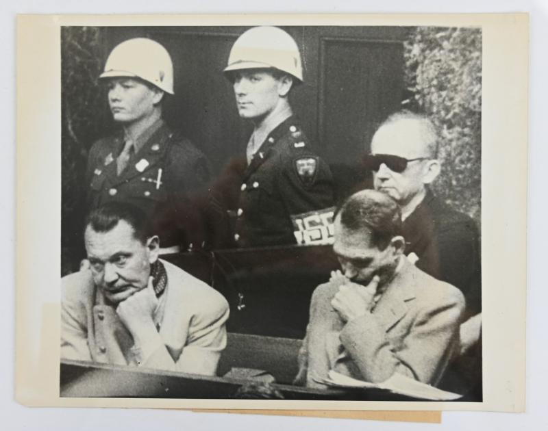 Allied Nuremberg War Trail Press Photo 'Göring & Hess'
