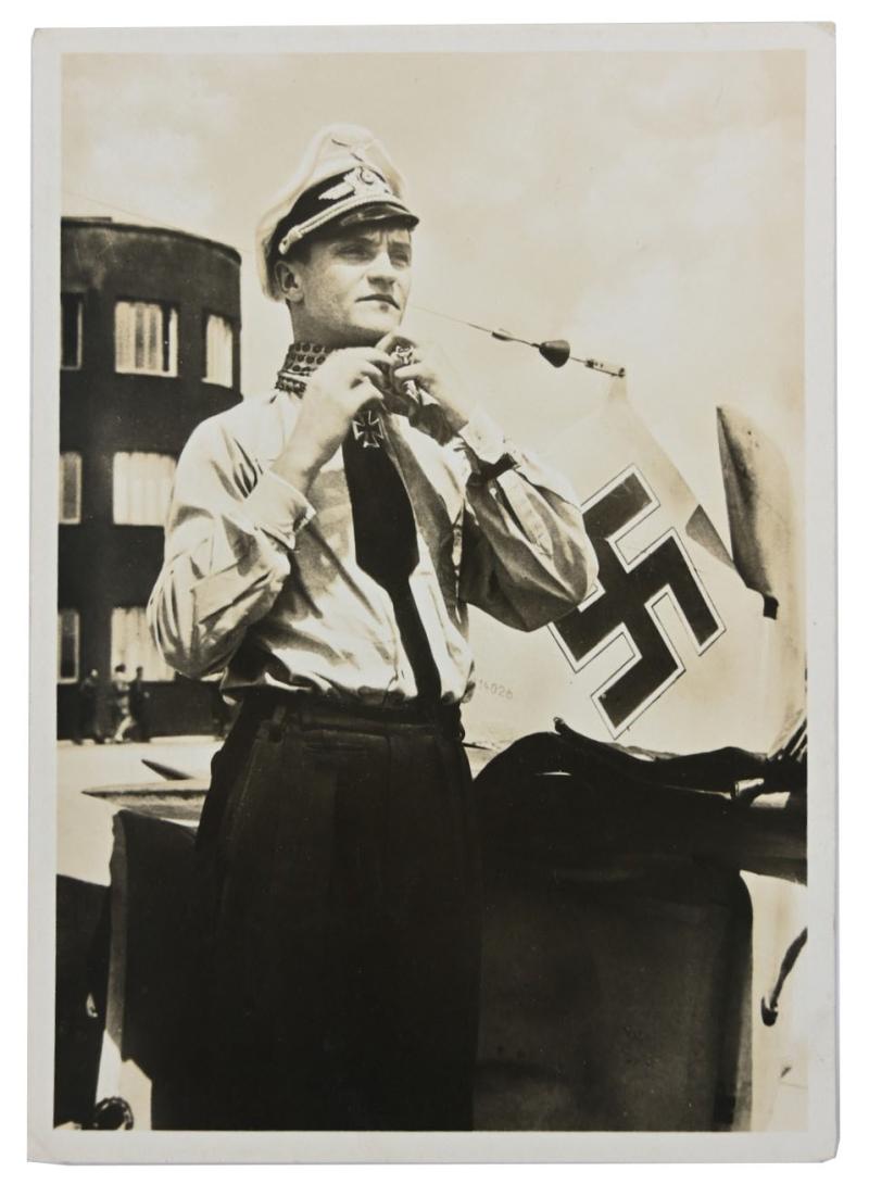 German LW Postcard 'Knight's Cross Recipient Marseille'