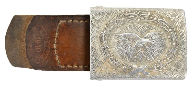 German LW Beltbuckle with Leather Tab 'GB' 1940