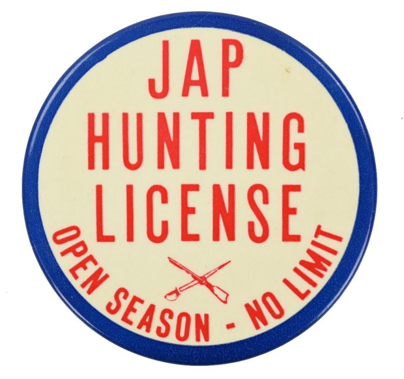 US WW2 Button 'Jap Hunting License'