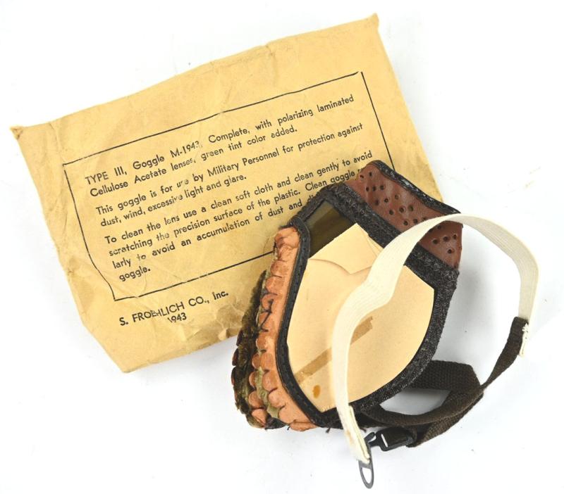 US WW2 Dust Goggles in Pouch