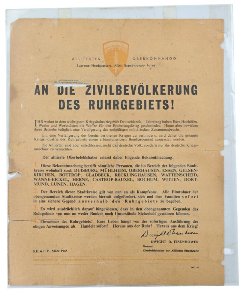 US WW2 Droppingsflyer Sheaf March 1945 'Ruhr Region'