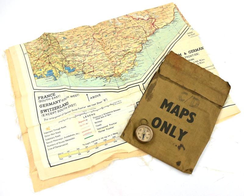 USAAF WW2 Escape Map set with Cover & Compas