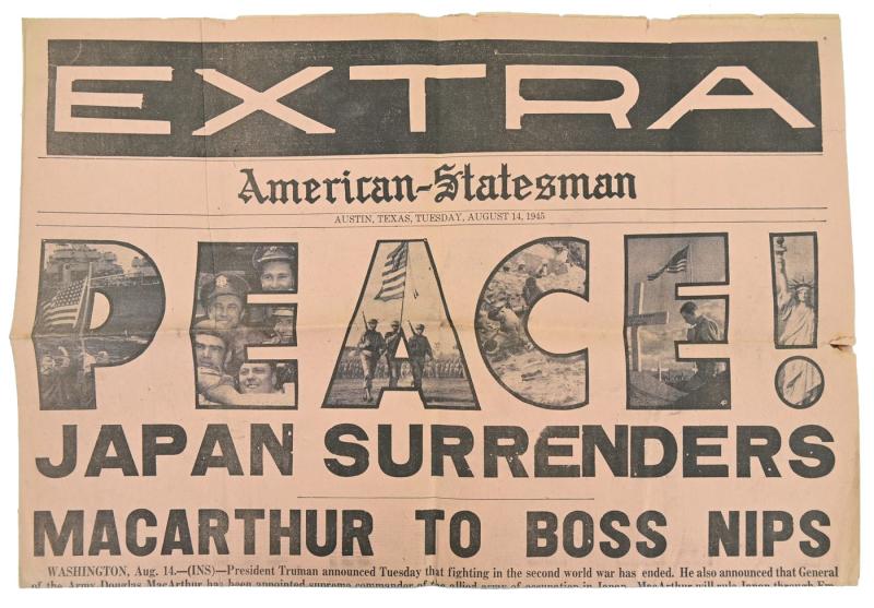 US WW2 American-Statesman Newspaper August 14, 1945