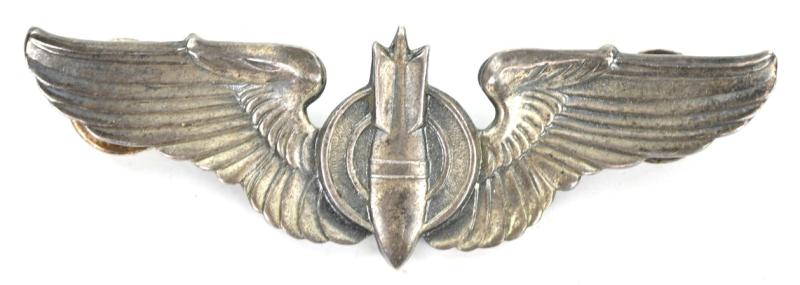 USAAF WW2 Bombadier Wings Sterling Silver