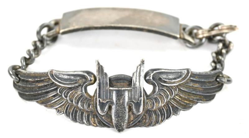 USAAF WW2 Bombadier Wings Sterling Silver bracelet