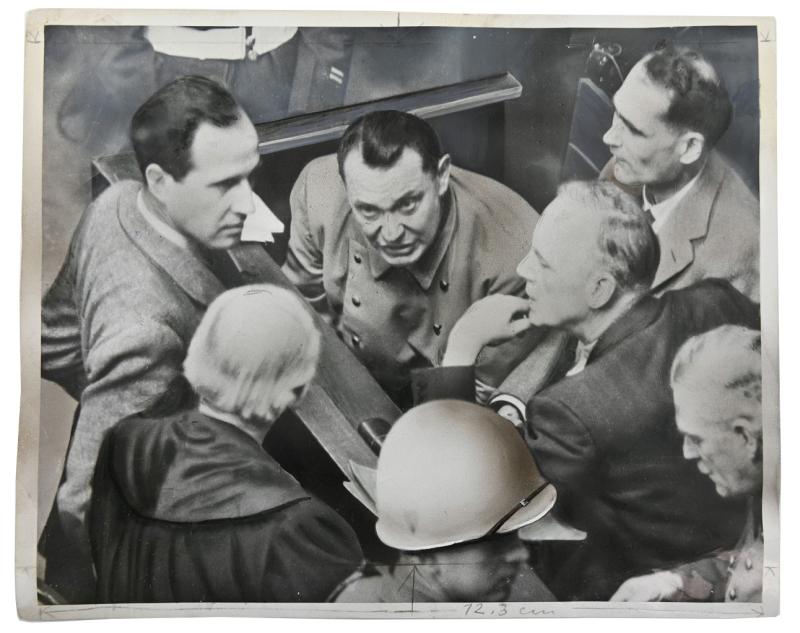 Allied Nuremberg War Trail Press Photo 'Göring & Hess'