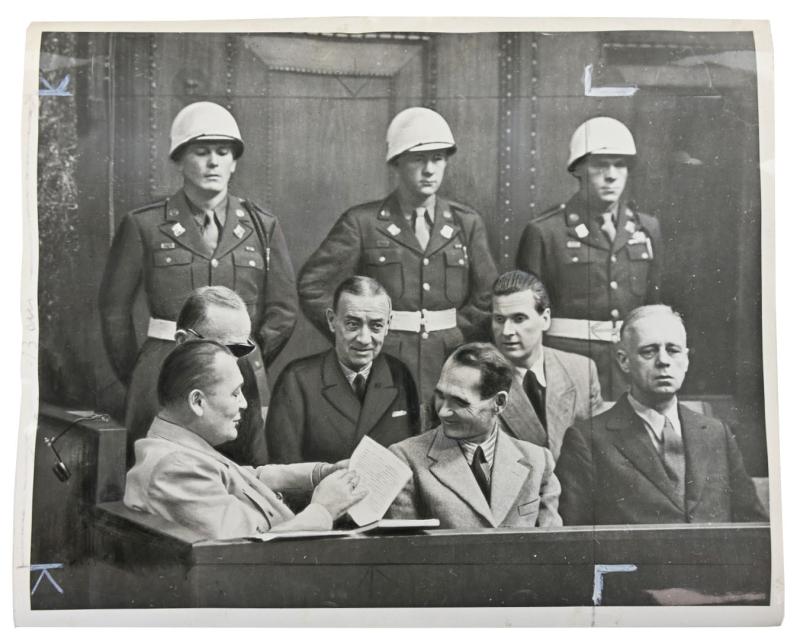 Allied Nuremberg War Trail Press Photo 'Göring & Hess'