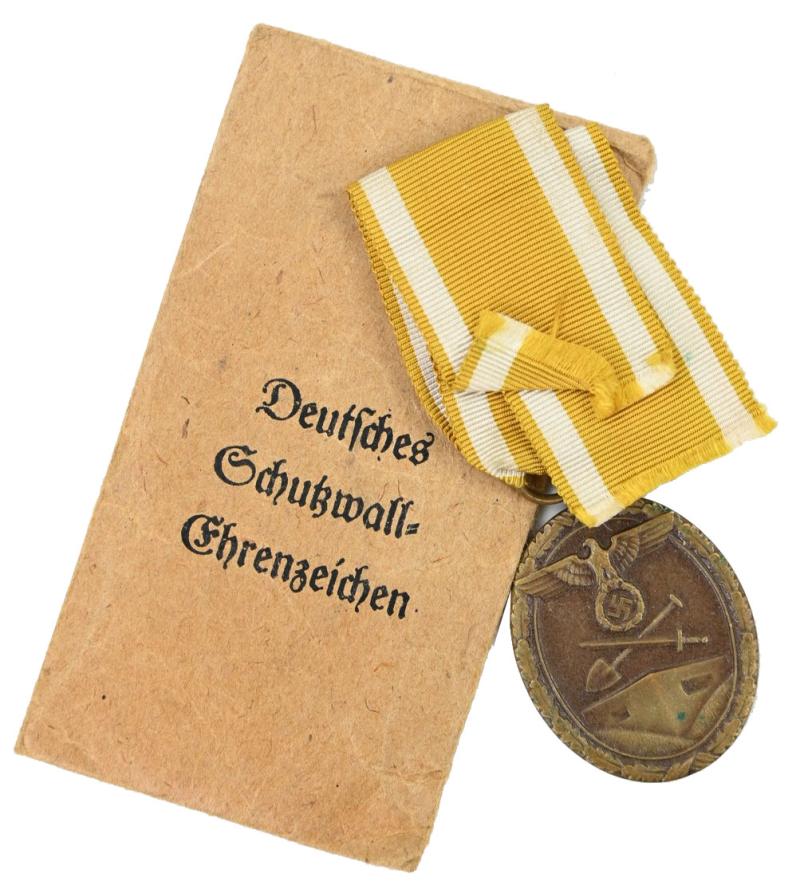 German WH Westwall Medal with pouch