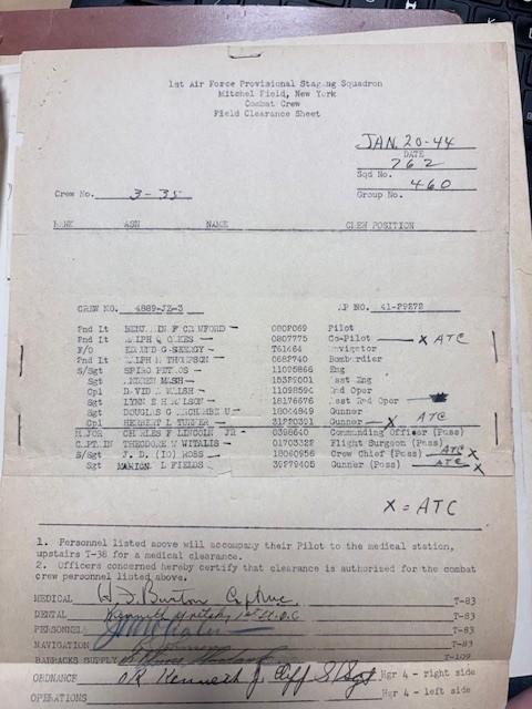 US WW2 Pilot Grouping 460th Bomb Group 50 Missions!