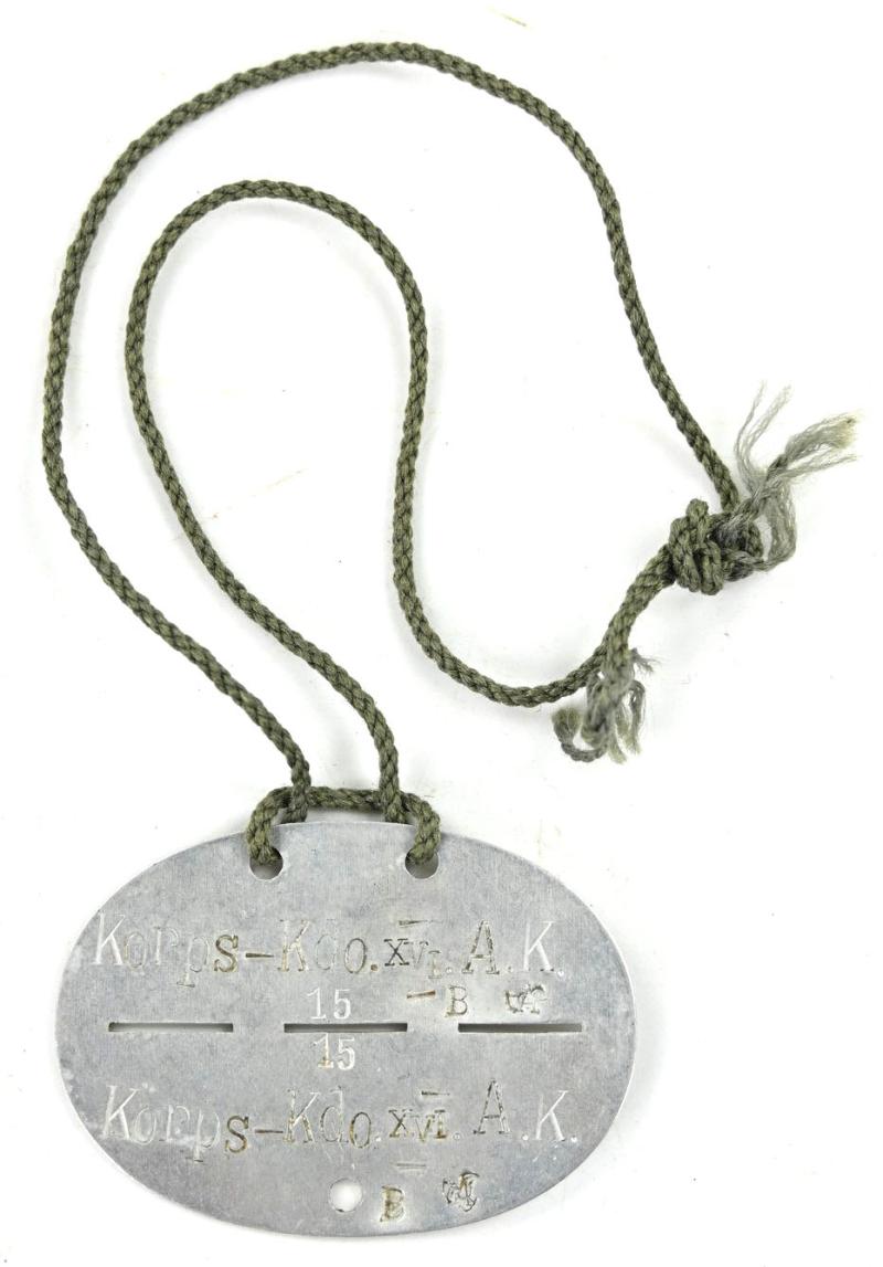 German WH Dog-Tag 'Korps-Kdo XVI A.K.'