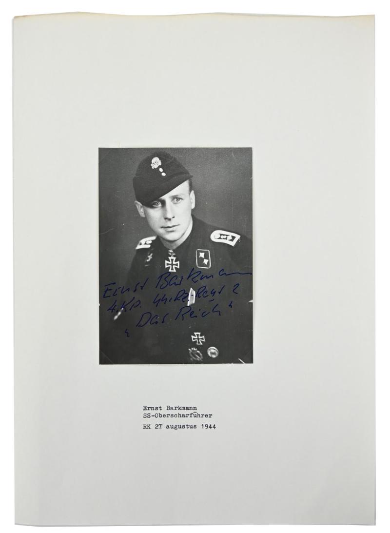 Signature of Waffen-SS KC Recipient 'Ernst Barkmann'