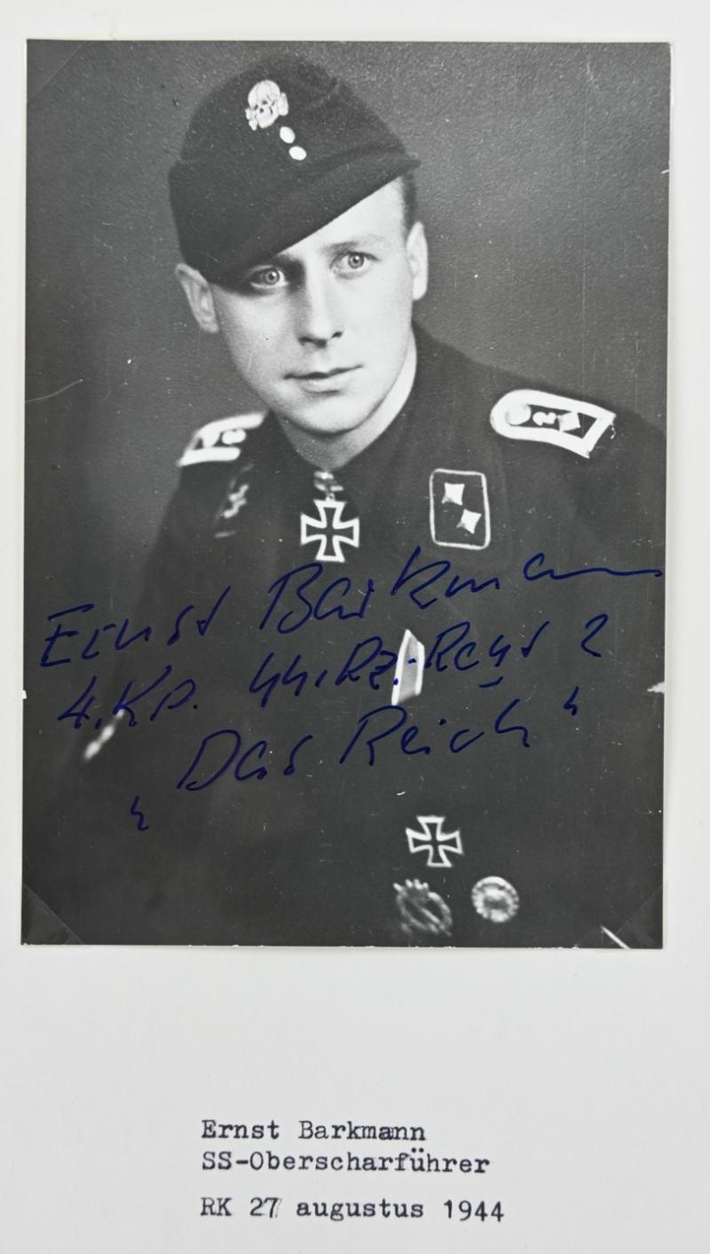 Signature of Waffen-SS KC Recipient 'Ernst Barkmann'