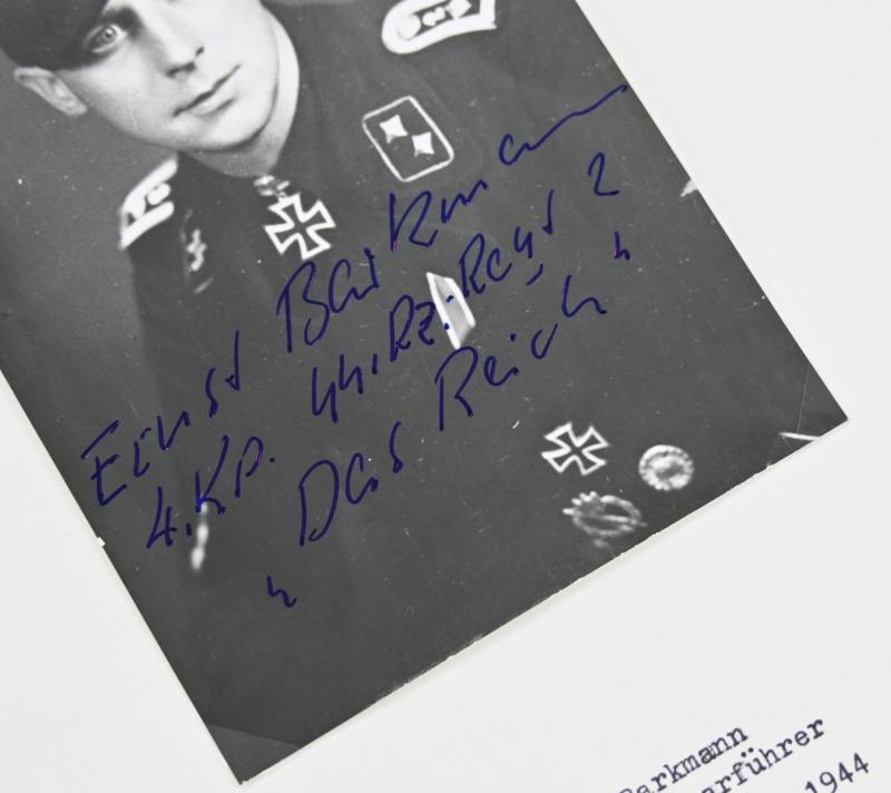 Signature of Waffen-SS KC Recipient 'Ernst Barkmann'