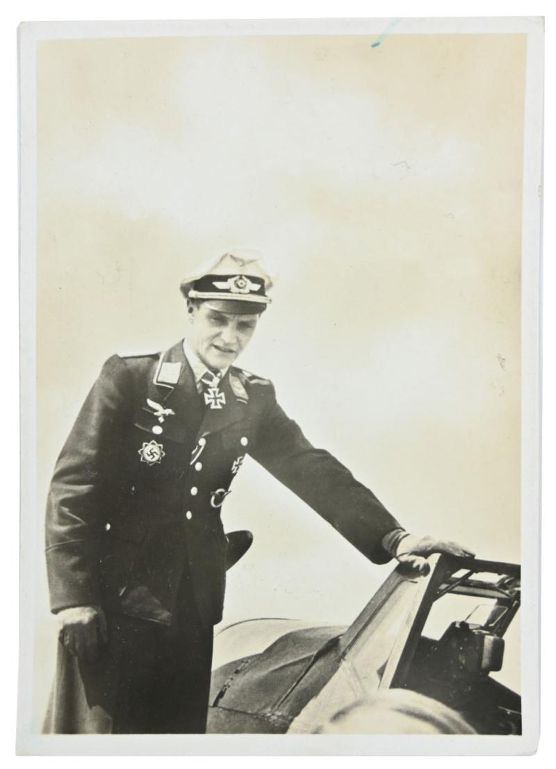 German LW Postcard 'Knight's Cross Recipient Marseille'