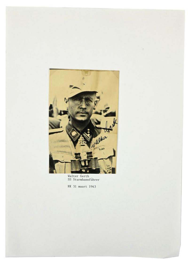 Signature of Waffen-SS Knight's Cross Recipient Walter Gerth