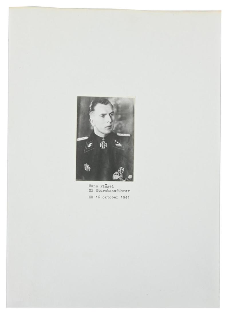 Signature of Waffen-SS Knight's Cross Recipient Hans Flügel