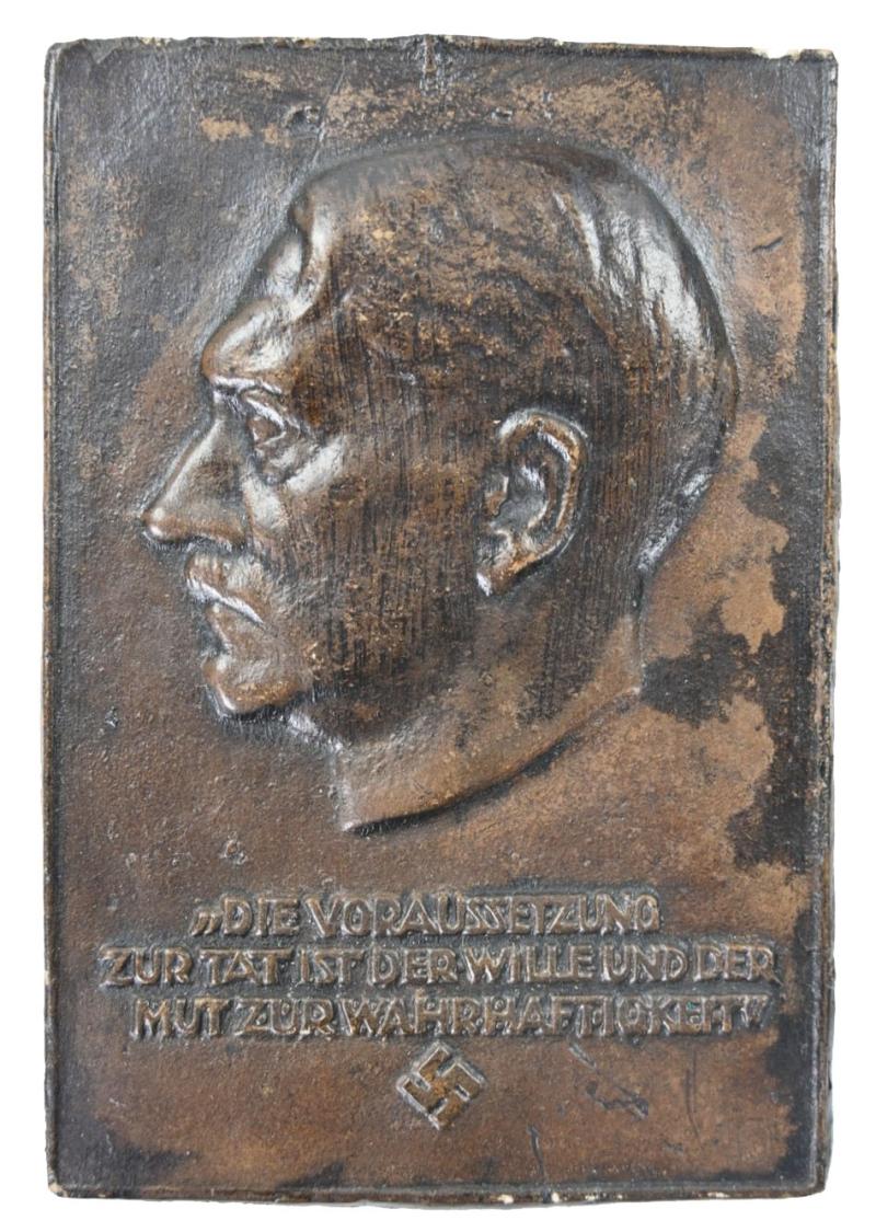 German Third Reich Era Adolf Hitler Plaque