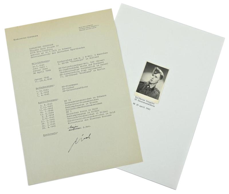Signature of Waffen-SS KC Recipient 'Karl-Heinz Gieseler'