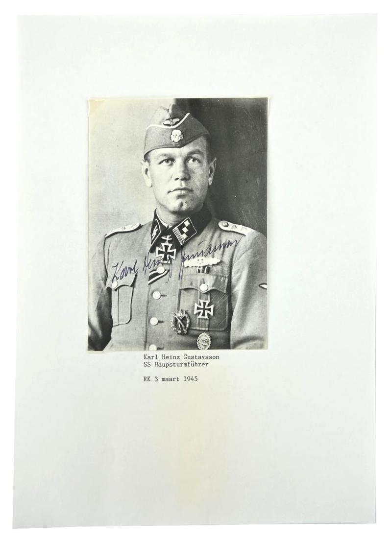 Signature of Waffen-SS KC Recipient Karl-Heinz Gustavsson.